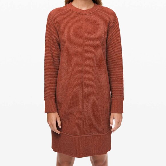 lululemon athletica Dresses & Skirts - Lululemon Heathered Rustic Clay On Repeat Turtleneck Long Sleeve Dress